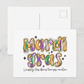Mardi Gras Laissez Les Bons Temps Rouler Aankondigingskaart (Voorkant / Achterkant)