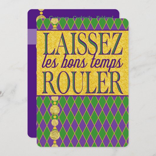 Mardi Gras | Laissez Les Bons Temps Rouler Kaart (Voorkant / Achterkant)