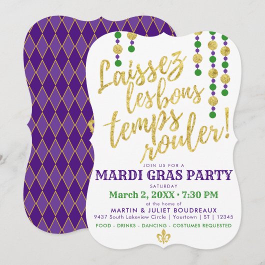 Mardi Gras | Laissez Les Bons Temps Rouler Kaart (Voorkant / Achterkant)