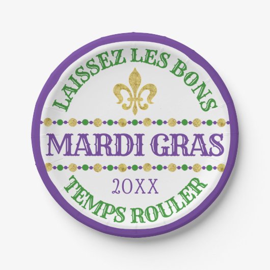 Mardi Gras | Laissez Les Bons Temps Rouler Papieren Bordje (Voorkant)