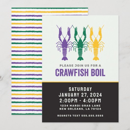 MARDI GRAS LANGOESTEN KOKEN KAART (Voorkant / Achterkant)