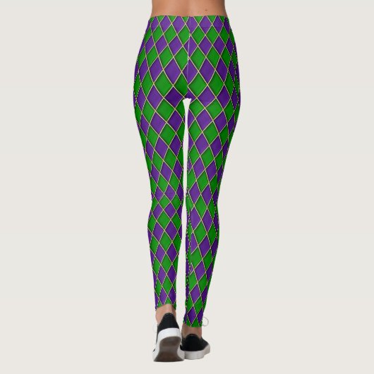 Mardi Gras Leggings, Diamond Harlequin Jester Leggings (Achterkant)