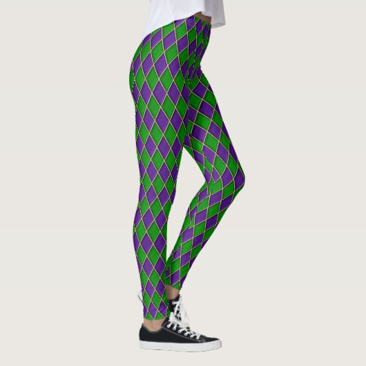 Mardi Gras Leggings, Diamond Harlequin Jester Leggings (Rechts)
