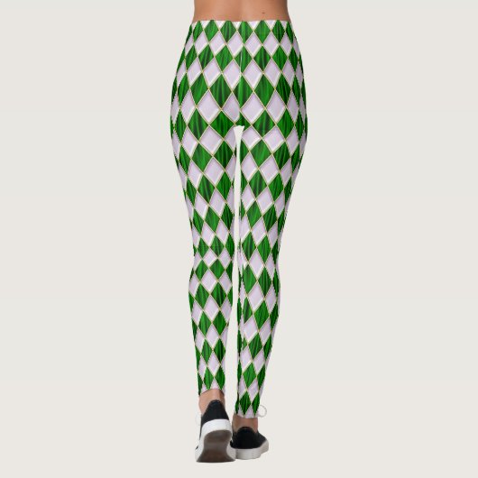 Mardi Gras Leggings, Diamond Harlequin Jester Leggings (Achterkant)