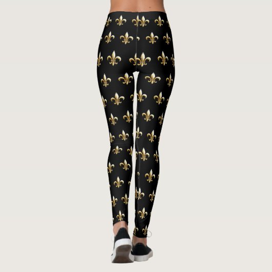 Mardi Gras Leggings fleur de lis black gold (Achterkant)