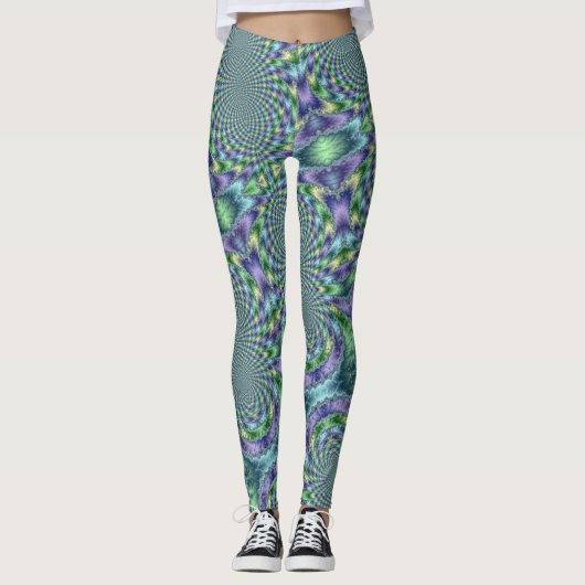 Mardi Gras Leggings Gold Black Paars Green (Voorkant)