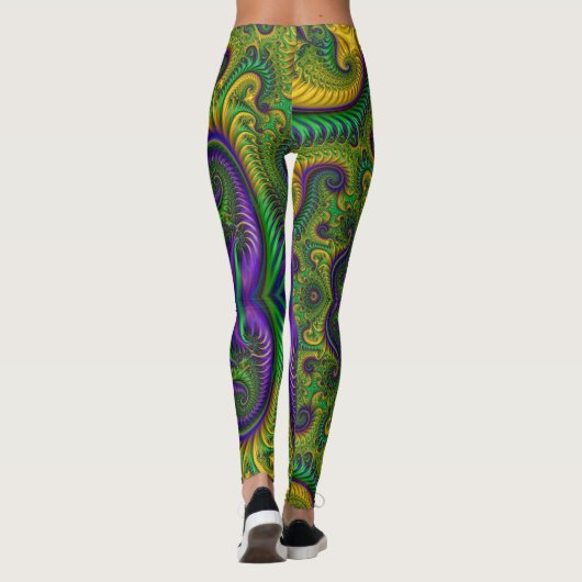 Mardi Gras Leggings Gold Black Paars Green Name (Achterkant)