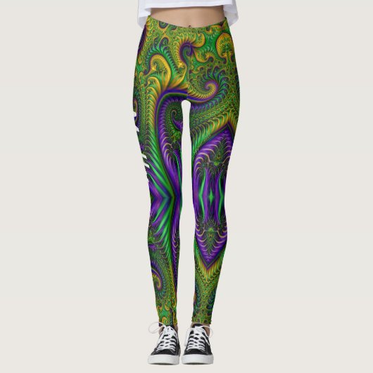Mardi Gras Leggings Gold Black Paars Green Name (Voorkant)