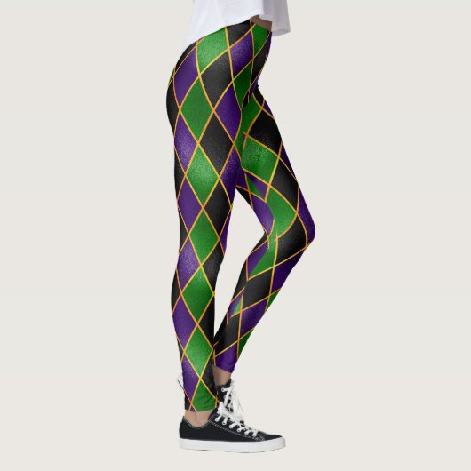 Mardi Gras Leggings, Mardi Gras Argyle Jester Leggings (Rechts)