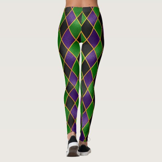 Mardi Gras Leggings, Mardi Gras Argyle Jester Leggings (Achterkant)