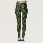 Mardi Gras Leggings, Mardi Gras Argyle Jester Leggings (Voorkant)