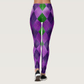 Mardi Gras Leggings, Mardi Gras Argyle Pattern Leggings (Achterkant)