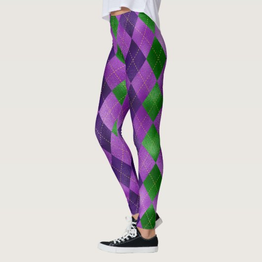 Mardi Gras Leggings, Mardi Gras Argyle Pattern Leggings (Links)