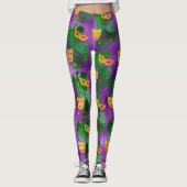 Mardi Gras Leggings, Mardi Gras Maskers en Bladere Leggings (Voorkant)