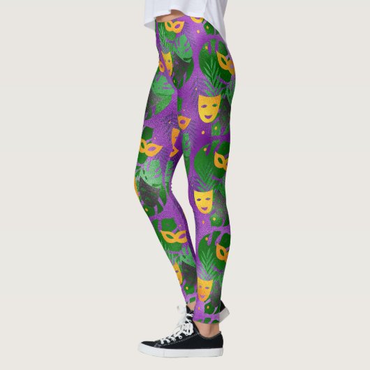 Mardi Gras Leggings, Mardi Gras Maskers en Bladere Leggings (Links)