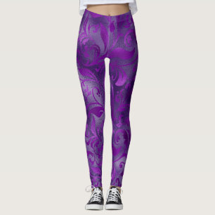 Mardi Gras Leggings, Mardi Gras Paarse Floral Leggings