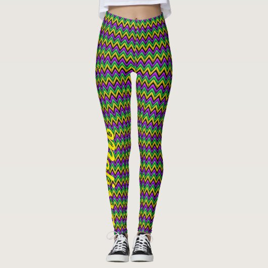 Mardi Gras Leggings Yoga Aangepaste naam (Voorkant)