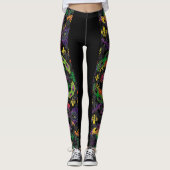 Mardi Gras Leggings Zwart Maskers Kralen (Voorkant)