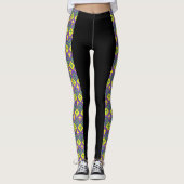 Mardi Gras Leggings Zwart Paarse Groen Goud (Voorkant)