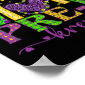 Mardi Gras Leraar Pre-k Krewe Rainbow Leopard Car Poster (Hoek)