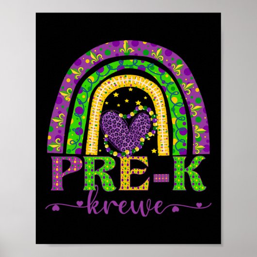 Mardi Gras Leraar Pre-k Krewe Rainbow Leopard Car Poster (Voorkant)