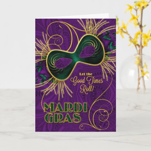 Mardi Gras Let the Good Times Roll Kaart (Gele Bloem)