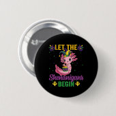 Mardi Gras Let The Shenanigans Begin Axolotl Costu Ronde Button 5,7 Cm (Voorkant /achterkant)