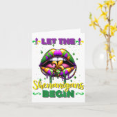 Mardi Gras Let The Shenanigans Begin Lips Kids Men Kaart (Gele Bloem)