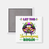 Mardi Gras Let The Shenanigans Begin Lips Kids Men Magneet (Voorkant / Achterkant)