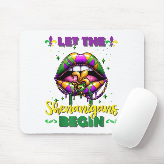 Mardi Gras Let The Shenanigans Begin Lips Kids Men Muismat (Met muis)