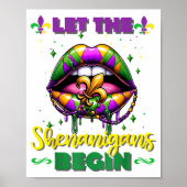 Mardi Gras Let The Shenanigans Begin Lips Kids Men Poster (Voorkant)