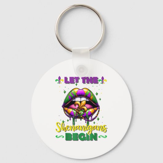Mardi Gras Let The Shenanigans Begin Lips Kids Men Sleutelhanger (Voorkant)