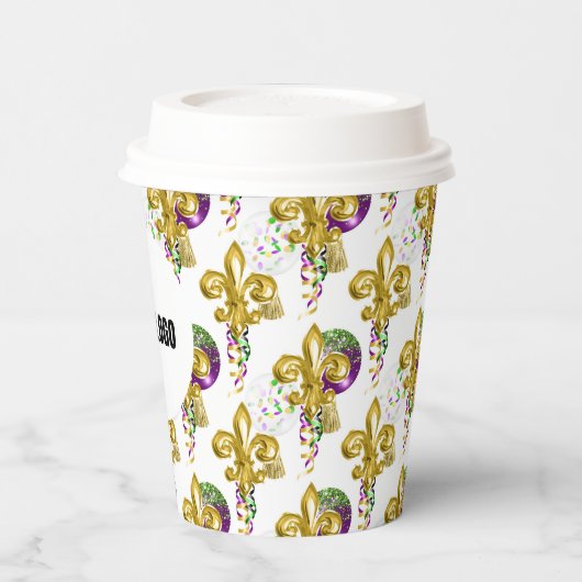 Mardi Gras Lily Festival Aangepaste bekertjes Whit Papieren Bekers (Links)
