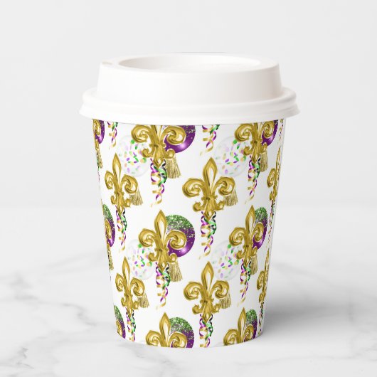 Mardi Gras Lily Festival Aangepaste bekertjes Whit Papieren Bekers (Achterkant)