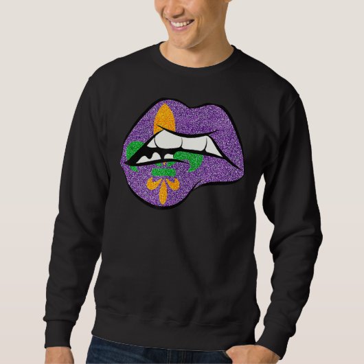 Mardi Gras Lips fleur de Lis Shirt voor vet Dinsda (Voorkant)