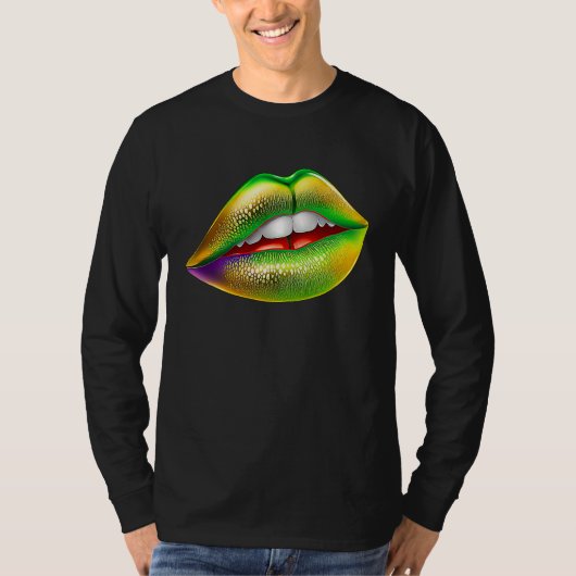 Mardi Gras Lips Green Purple & Gold  1 T-shirt (Voorkant)