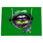 MARDI GRAS LIPS IN PAARS GOLD GREEN GROOT CADEAUZAKJE (Voorkant)