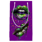 MARDI GRAS LIPS IN PAARS GOLD GREEN KLEIN CADEAUZAKJE (Voorkant)