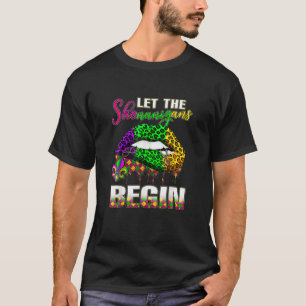 Mardi Gras Lips Outfit Costume Women Let Shenaniga T-shirt