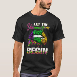 Mardi Gras Lips Outfit Costume Women Let Shenaniga T-shirt