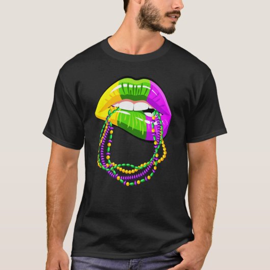 Mardi Gras Lips Queen Beads outfit for women Carni T-shirt (Voorkant)
