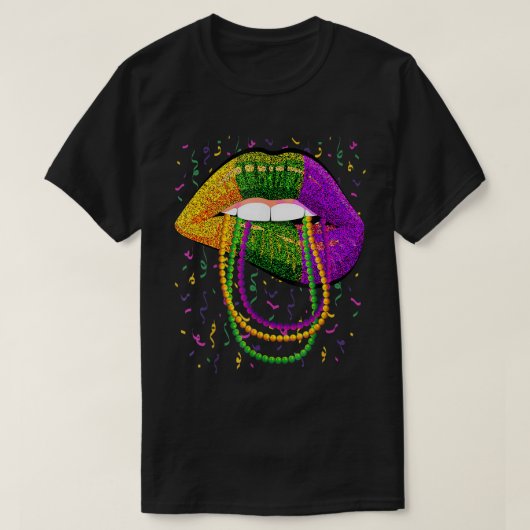 Mardi Gras Lips Queen Beads outfit for women Carni T-shirt (Design voorkant)