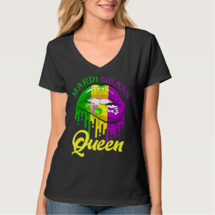 Mardi Gras Lips Queen Carnival Costume Paars & Go T-shirt