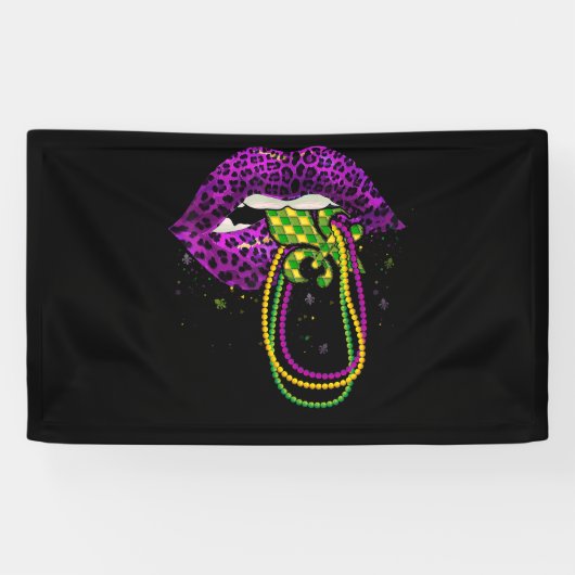 Mardi Gras Lips Queen Fat Bead Spandoek (Horizontaal)