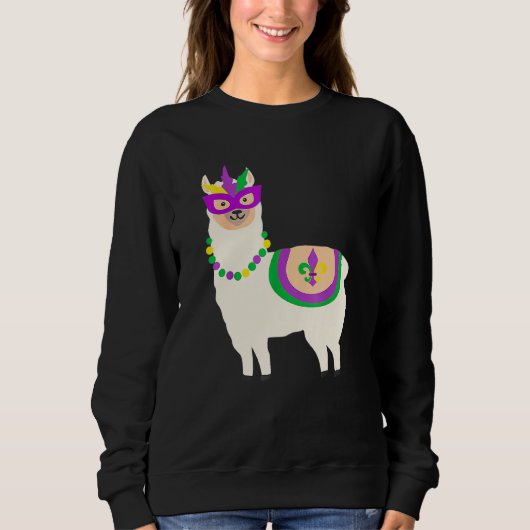 Mardi Gras Llama Funny Carnival Fat Dinsdag Trui (Voorkant)
