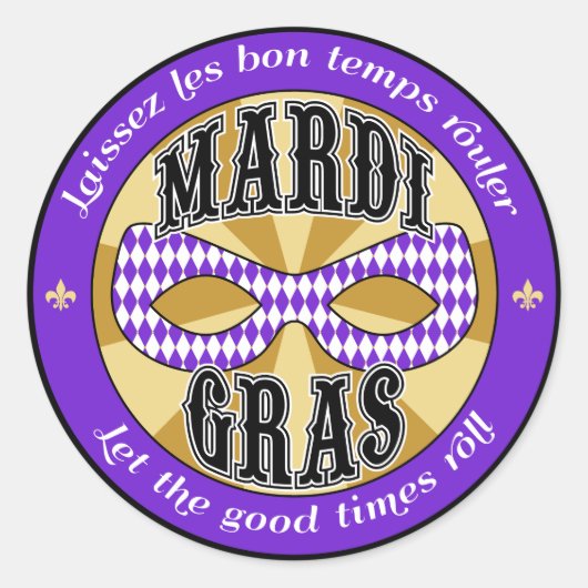 Mardi Gras Logo Ronde Sticker (Voorkant)