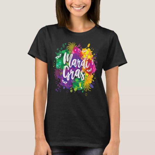 Mardi Gras Long Meve Artistic Fat Dinsdag Mannen W T-shirt (Voorkant)