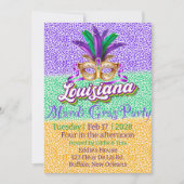 Mardi Gras Louisiana Glitter masquerade party Kaart (Voorkant)