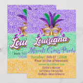 Mardi Gras Louisiana Glitter masquerade party Kaart (Voorkant / Achterkant)