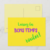 Mardi Gras Louisiana Laissez Les Bons Temps Rouler Briefkaart (Voorkant / Achterkant)